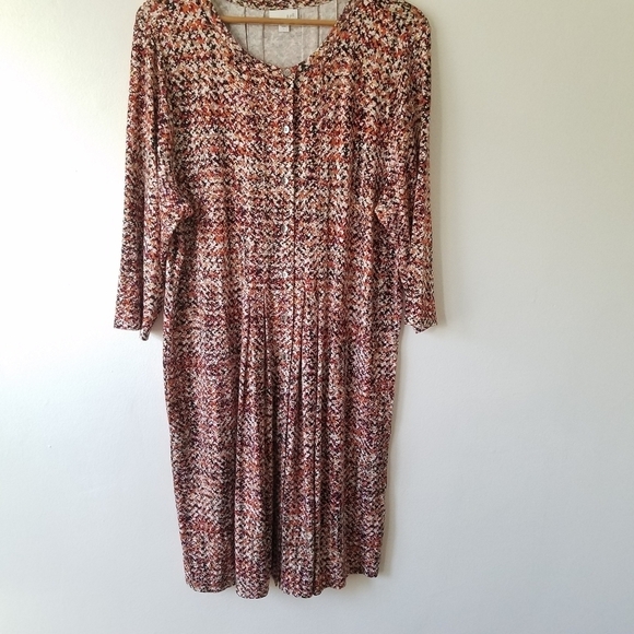 J.Jill Jersey Knit Pleated Multi Color Print Dress Size Large - Picture 4 of 13